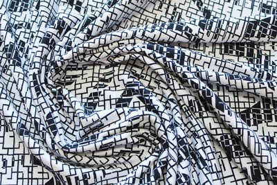 Jersey 3,60€/m²  dunkelblau, weiß Viskose  mit Elasthan DE12 - Bild 1 von 2