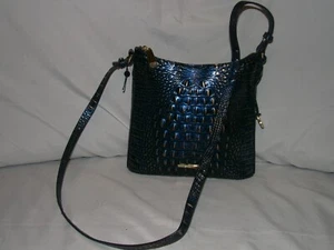 Brahmin Blue and Gold Croc Print Purse - Picture 1 of 6