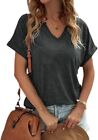 Women's T-Shirts V-Neck Dandelion Print Short Sleeve Casual Tee Tops Cute Graphi