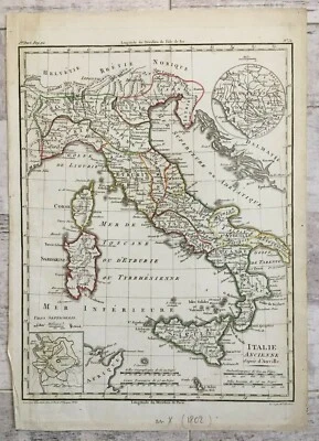 Carte Géographique ITALIE ANCIENNE d'après Anville BLONDEAU LANGLOIS 1802 - Photo 1/4