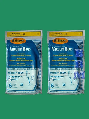 ENVIROCARE 12 Type H Canister Vacuum Bag Fits Midsize Riccar RC-1400 1500 1700 1800 series