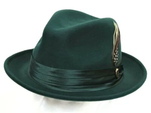 Men's Fedora Dress Hat Hunter Green UN-116 100% Australian Wool S, M, L, XL - Picture 1 of 4