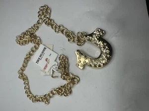 True Religion Gold Chain Belt LARGE HORSESHOE LOGO- Women's NWT MULTI SIZE - Picture 1 of 2
