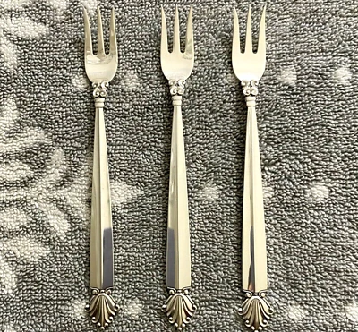 Juego de 3 tenedores de cócteles/mariscos vintage GEORG JENSEN Acanthus Sterling Foto 1 de 4
