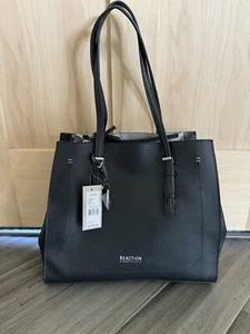 Kenneth Cole Reaction, Leather Shoulder Bag, Black, New With Tags - Picture 1 of 6
