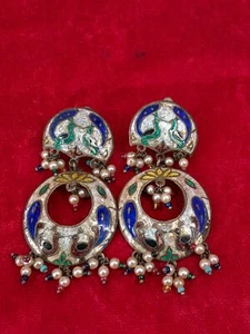 JOY-3789. PENDIENTES DE CLIP EN PLATA DE LEY ESMALTADA. MEDIADOS S.XX - Picture 1 of 3