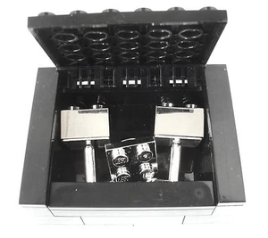 Chrome Silver Cufflinks Tie Pin & GIFT BOX made with LEGO Bricks weddings clip - Picture 1 of 1