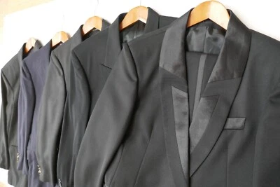 5 TRAJE PARA HOMBRE ABRIGO DEPORTIVO BLAZER CHAQUETA PANTALONES PANTALONES NEGRO AZUL HECHO EN ESTADOS UNIDOS 40r Foto 1 de 4