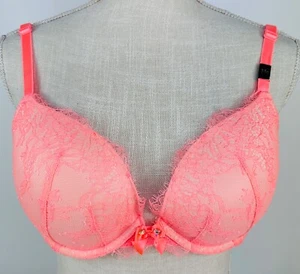 Victoria's Secret Push Up Bra Pink Lace Womens Size 34D New - Picture 1 of 7