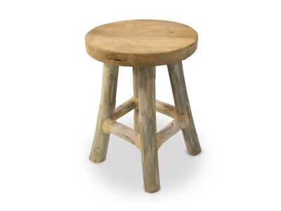 mgc24 Hocker aus Teakholz, Sitzgelegenheit, Beistelltisch, rund, Ø20cm x 27cm - Bild 1 von 2