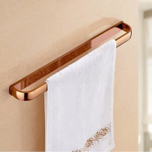 Wall Mounted Rose Gold Brass Bathroom Towel Rack Bar Square Single Towel Bar - Picture 1 of 7