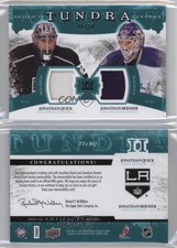 2011-12 Upper Deck Artifacts Green /50 Jonathan Bernier Quick #TT2-BQ Dual Patch