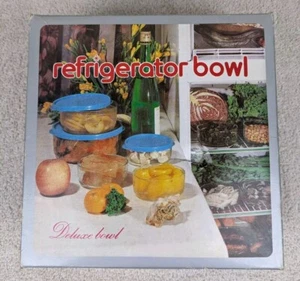 VINTAGE INTERPUR Deluxe Glass Refrigerator Bowl Set 4pc with Sealed Lids Retro - Picture 1 of 5