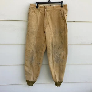 1950’s Vtg Drybak Hunting Pants Duck Brown Waterproof Briar Proof Mens Sz 32x29 - Picture 1 of 4