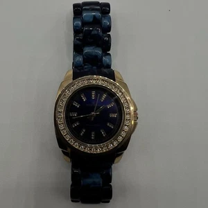 Anne Klein Watch Women's 30mm Case Blue Band Gem Set Bezel Quartz Analog Gift - Picture 1 of 24