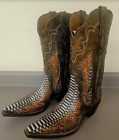 Black Jack Womens Rust Dyed Python Snake Snip Toe Western Cowgirl Boots Us10