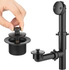 1-1/2″ Matte Black Tub Drain Kit w/ Lift & Turn Stopper Bath Waste Overflow