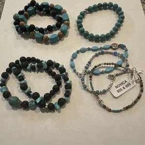 LOT of (10) Turquoise / 925 Silver/ Misc Stone Bracelets - Picture 1 of 7