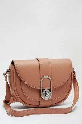 Dorothy Perkins Nude Twistlock Saddle Bag Cross Body Purse - Image 1 of 4