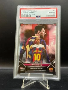 2025 Topps Now FC Barcelona FCB Lamine Yamal #2 Lionel Messi PSA 10 GEM MINT - Picture 1 of 2