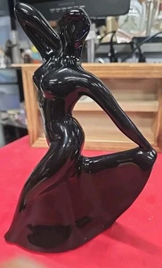 Elegant Black Ceramic Silhouette Sculpture~Fashion Model Woman - Picture 1 of 2