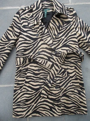 LAUREN RALPH LAUREN Mujeres Tigre Estampado Animal Negro Tostado TRINCHERA Cinturón L Nuevo con Etiquetas Foto 1 de 4