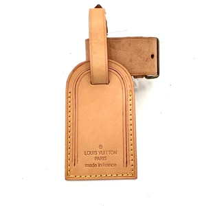LOUIS VUITTON LV Name Tag & Powanie Brown Leather Vintage Authentic #0015 - Picture 1 of 2