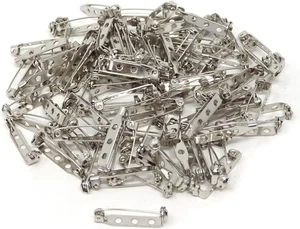 100PCS Silver Tone Pin Backs Safety Pins Brooch Pins Bar Pins for Crafts (25MM) - Picture 1 of 7