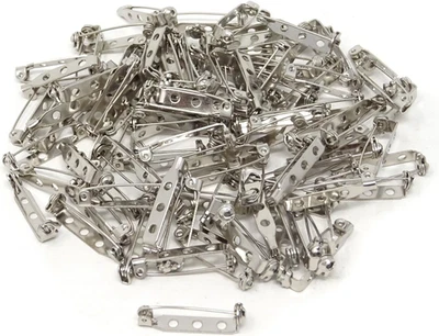 100PCS Silver Tone Pin Backs Safety Pins Brooch Pins Bar Pins for Crafts (25MM) - Image 1 of 4