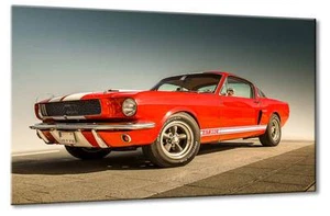 Leinwand Bild Ford Mustang GT 350 Rot Hot Vintage Kunst Coupé Front Wandbild - Bild 1 von 5