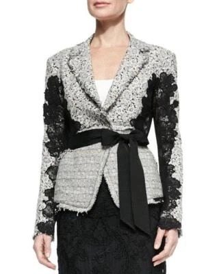 $2895  M DONNA KARaN Black Label collection deconstructed cotton  spandex jacket - Image 1 of 4
