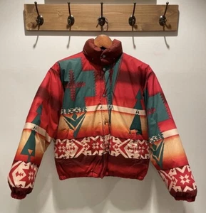 vintage 90s ralph lauren aztec southwestern down puffer jacket - Picture 1 of 8