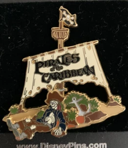 Pirates of the Caribbean Logo Skull flag Ship skeleton Disney Pin - Picture 1 of 1