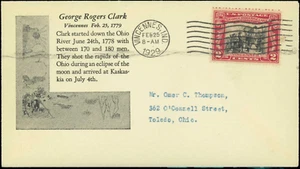 SAVOYSTAMPS- USA Cover -1929- George Rogers Clark -# 651 FDC, Vincennes, Indiana - Picture 1 of 1