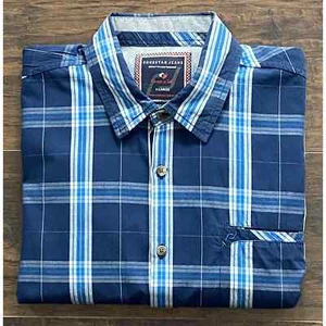 Rockstar Jeans Men's XL Long Sleeve Button Up Shirt Blue Check - Picture 1 of 10