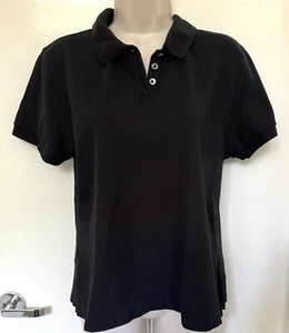 Façonnable Womens Short Sleeve Classic Polo Shirt Top Size Large Black Casual - Picture 1 of 8