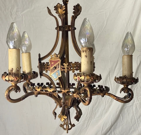 Beautiful Vintage Light Fixture-1920s Chandelier by Lincoln-Gothic-Art Deco Cover