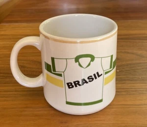 Vintage Brazil Soccer Futbol Futebol Jersey Flag Mug 3.5” Coffee Cup - Picture 1 of 6