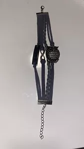 Lederarmband lila, Eule, Hope, Unendlichkeitszeichen - Bild 1 von 3