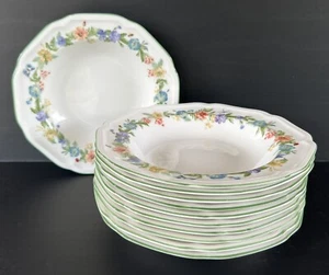 Mikasa Antique Garden Porcelain Soup Bowls Wide Rimmed 9 1/4" Set of 11 - Picture 1 of 11