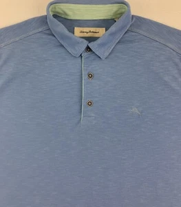 Tommy Bahama Polo Shirt Large Short Sleeve Button Up Blue - Picture 1 of 12