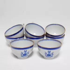Copeland Spode Newburyport Blue Pattern Canton Shape Footed Cups Set of 8 - Picture 1 of 7