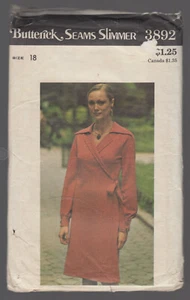 BUTTERICK pattern 3892 Wrap DRESS sz 18 vintage Uncut Unused - Picture 1 of 2