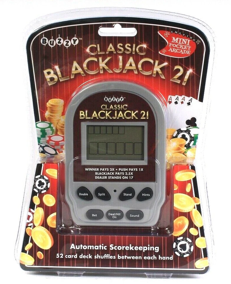 1 Buzzy Mini Pocket Arcade Classic Blackjack 21 Automatic Score Keeping Age 6 up