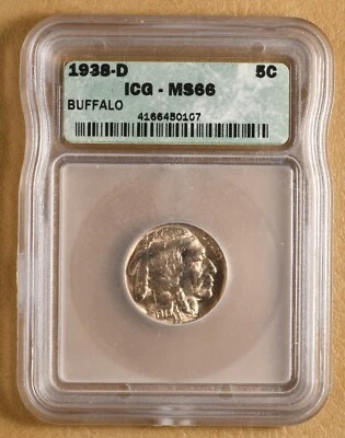 1938 D Buffalo Nickel ICG MS66 - Image 1 of 2