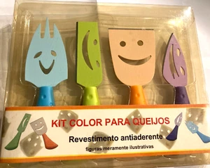 Coloured comical Cheese/Charcuterie Knife Set x 4 coloured stainless steel set - Picture 1 of 3