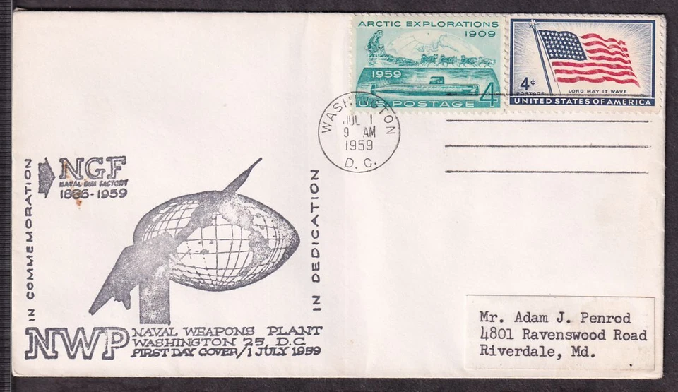 1959 Arctic Exploration 50th year Sc 1128 with Naval Weapons Plant cachet - Image 1 of 1