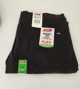 Men’s Dickies Black Dungaree Jean Regular Fit Flex Pants Size 42X30 NEW - Picture 1 of 3