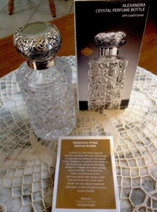 Shannon 24% Lead Crystal Alexandra Perfume Bottle + Godinger Silver Heirloom New - Picture 1 of 8