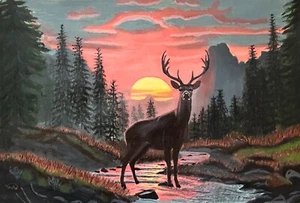 "Buck at Sunset" painting - Picture 1 of 1